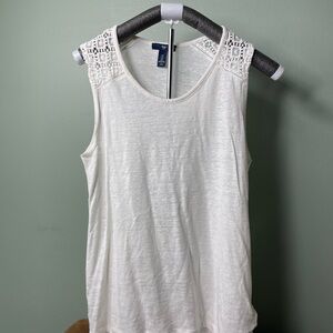 GAP Cream Lace Shoulder Tank Top